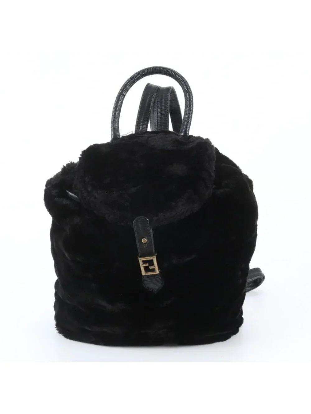 Fendi Leather Backpack Shoulder Bag Black